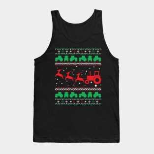 Christmas on the Farm Tractor Sleigh Ugly Christmas Sweater Tank Top